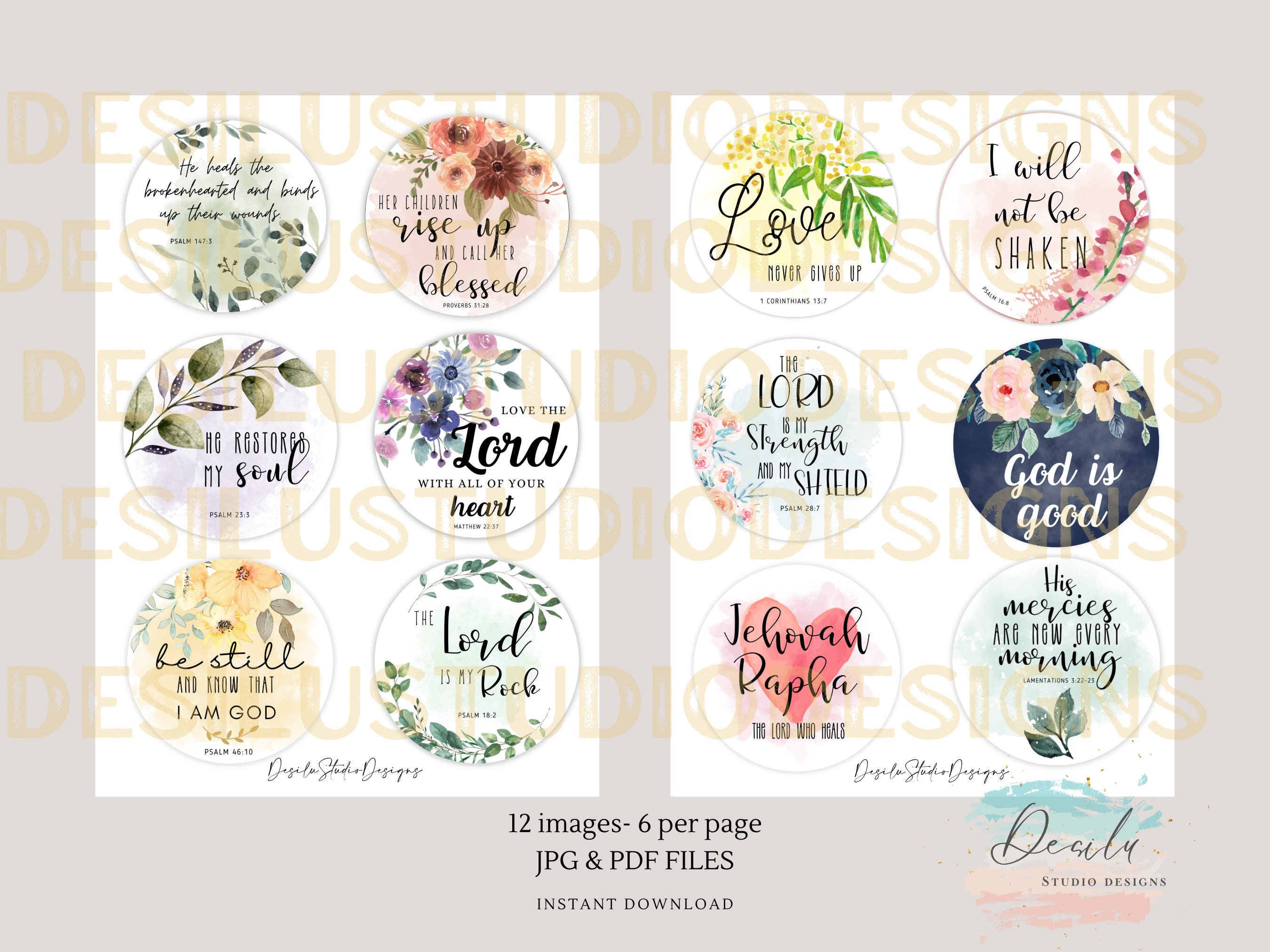 Printable 3 Inch Size Bible Verses Circle Images Digital Download for ...