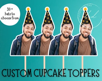 Personalisierte Foto Cupcake Toppers, benutzerdefinierte Gesichtsdekorationen