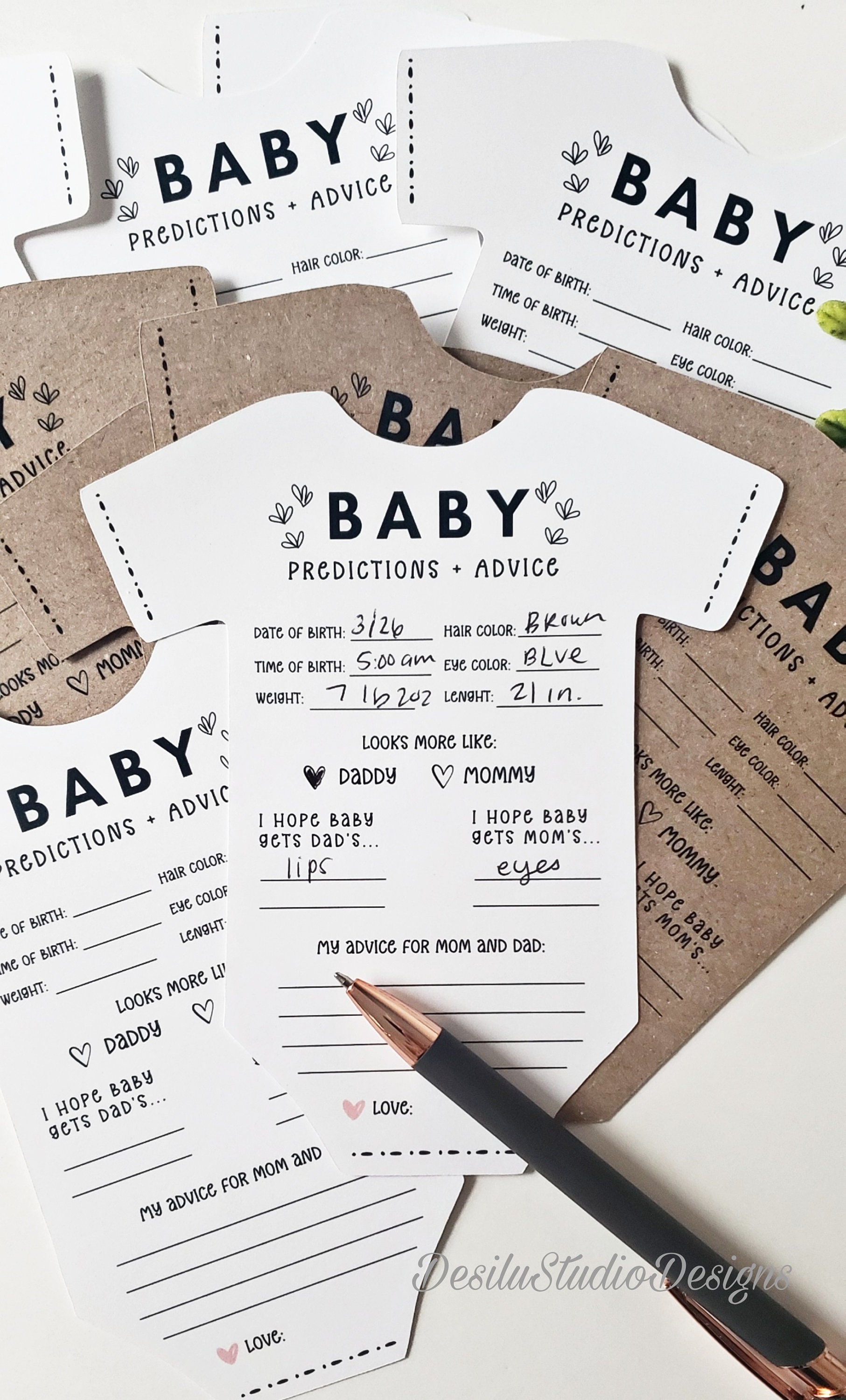 Onesie Shaped Baby Prediction And Advice Cards Gender Neutral Baby 