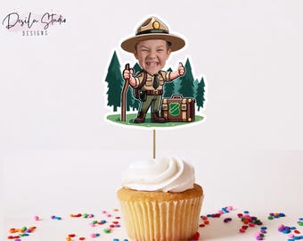 Personalized Ranger Cupcake Toppers | Camping Birthday Party | Happy Camper | Forest | Adventure