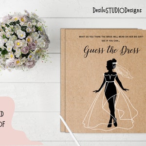 PRINTED Guess The Dress Bridal Shower Game Printable Kraft Paper Modern Download Printable Instant Digital