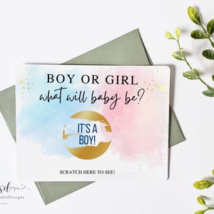 Tarjetas para raspar para revelar el género del bebé, para niño o niña, tarjetas para raspar en rosa y azul - Juego de fiesta - Juego de 10