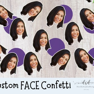 Confeti facial personalizado, decoración para fiestas, confeti facial para despedida de soltera, confeti fotográfico personalizado, confeti para fiesta de graduación, recuerdo de fiesta facial