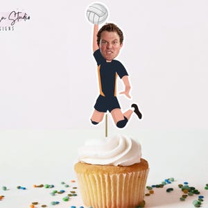 Volleyball Player Cupcake Topper Custom Face Photo volleyball Cupcake Toppers sports volleyball Spike Jersey volleyball Sports Topper Party