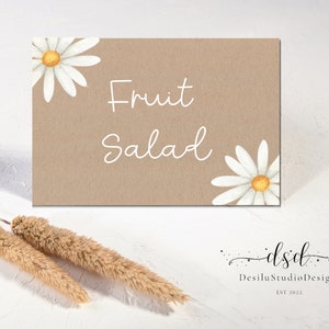 Daisy Food Tent Place Cards | Daisy Birthday Tent Cards | Editable Table Cards | Shower Flower Party Templates | Food Floral Cards 18369887