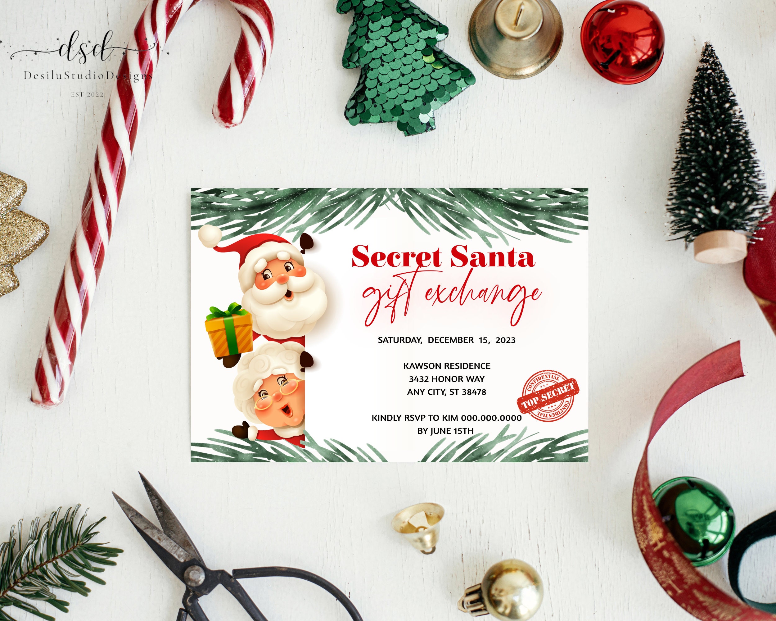 Secret Santa Invitation Template Christmas Gift Exchange Etsy Secret Santa Invitation Template Christmas Gift Exchange Etsy