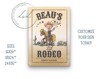 Custom First Rodeo Birthday Sign, Cowboy Photo (Digital File)