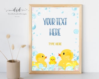 Rubber Ducky Baby Shower Sign, Editable 8x10 Party Sign (Digital Download)