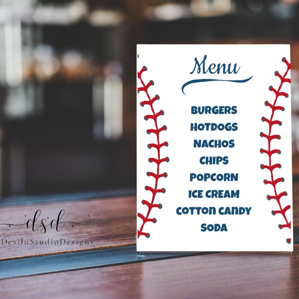 Baseball Theme Menu Etsy