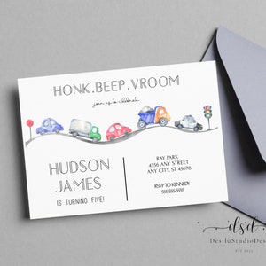Transport-Geburtstags-Einladung, Party-Truck-Geburtstags-Einladung, Autos-Geburtstags-Einladung, LKW- und Autos-Geburtstag, INSTANT DOWNLOAD
