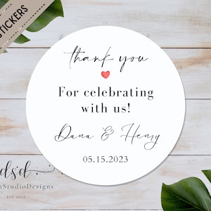 Pegatinas de agradecimiento para boda, pegatinas de agradecimiento personalizadas, pegatinas impresas para celebrar la boda, pegatinas de recuerdo de boda, pegatinas de eucalipto