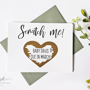Faire-part surprise à gratter, cadeau de grossesse pour un nouveau bébé, carte surprise Devinez quelle surprise, nouveau chiot, fiançailles, départ en voyage surprise