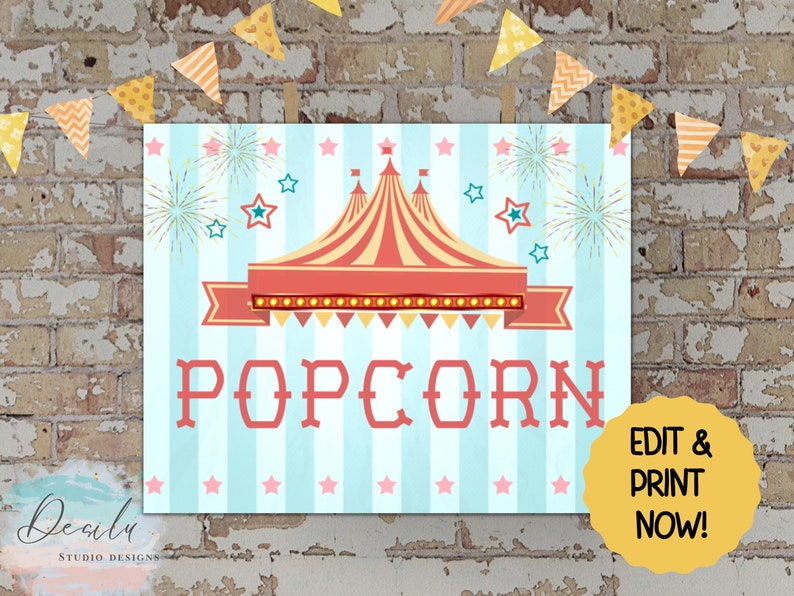 Carnival Editable Circus Party Sign | Printable Circus Fun Sign ...