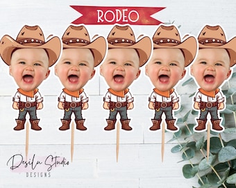 cowboy cupcake face toppers | western birthday party decorations | my first rodeo birthday party supplies | cowboy 1st birthday | party