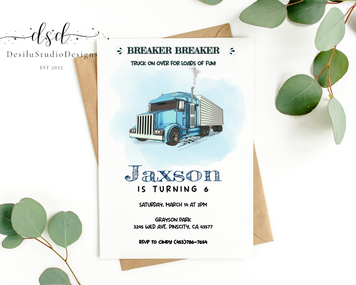 Semi Truck Editable Birthday Invitation Template Printable - Etsy