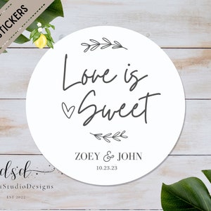 Love is sweet Stickers Candy Favor Labels Treat Bag Stickers Love is Wedding Stickers for Party Favors Honey Favors Wedding Bridal Favors