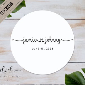 Hochzeitsaufkleber, personalisierte Danke-Aufkleber, gedruckte Hochzeitsfeier-Aufkleber, Aufkleber für Hochzeitsgeschenke, minimalistische Aufkleber