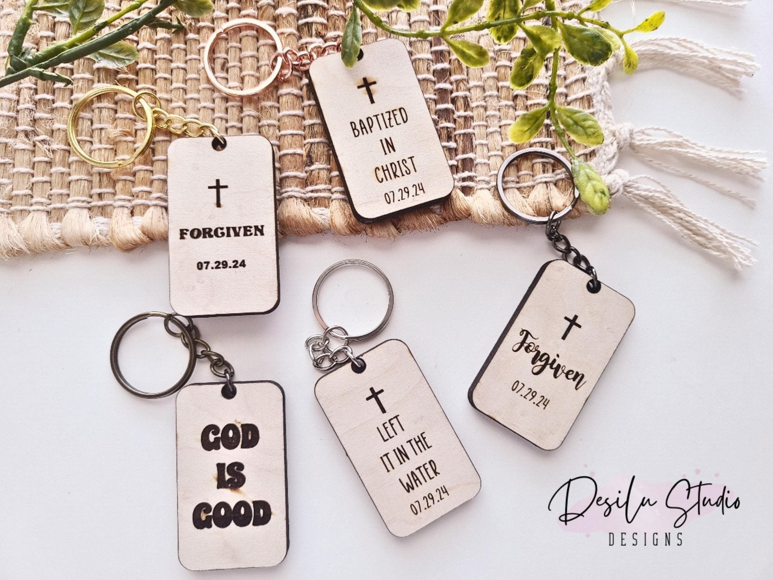 Religouse Keychains Christian Keychains, Left It in the Water Keychain, Baptism Gifts ...