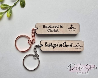 Christian Keychains Baptized in Christ keychain Baptism Gifts Adult Baptism Gift Christian Keychains Religious Jewelry Wooden Gold Teen Gift