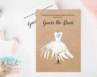 PRINTED Guess The Dress Bridal Shower Game Printable Kraft Paper Modern Black White Download Printable Instant Digital