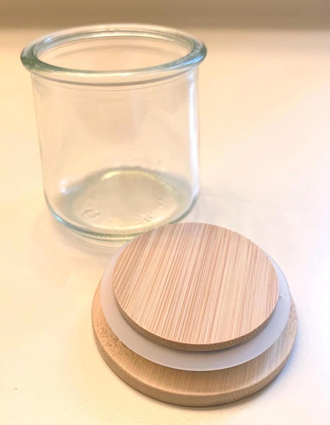 Oui Yogurt Jar Lid | La Fermiere Jar Lid |  LID ONLY | Yogurt Jar Lid | Bamboo Lid | Food Safe | Reusable Lid | New Bamboo Lid | Zero Waste