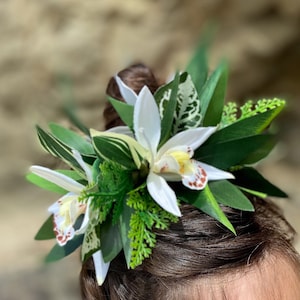 Kupe&#39;e Haku Ti Leaf & Orchid Premium Anklet, Wristlet, Hair Adornment for Ori Tahiti, Hula Kahiko, Polynesian Dance, Beach Weddings, Luau