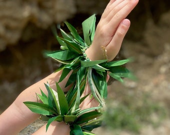 Kupe'e Haku Premium Silk Ti Leaf Anklet or Wristlet Solo Comp Ori Tahiti Hula Kahiko Traditional Polynesian Dance Beach Wedding Photography