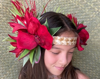 タヒチアン ヘッドドレス オリ タヒチ フェット ヘイヴァ ポリネシアン