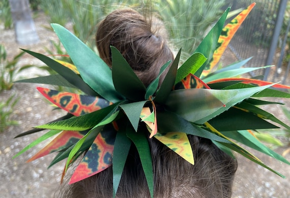 Silk Ti Leaf Hair Bun Wrap: Polynesian Hula Dance Haku