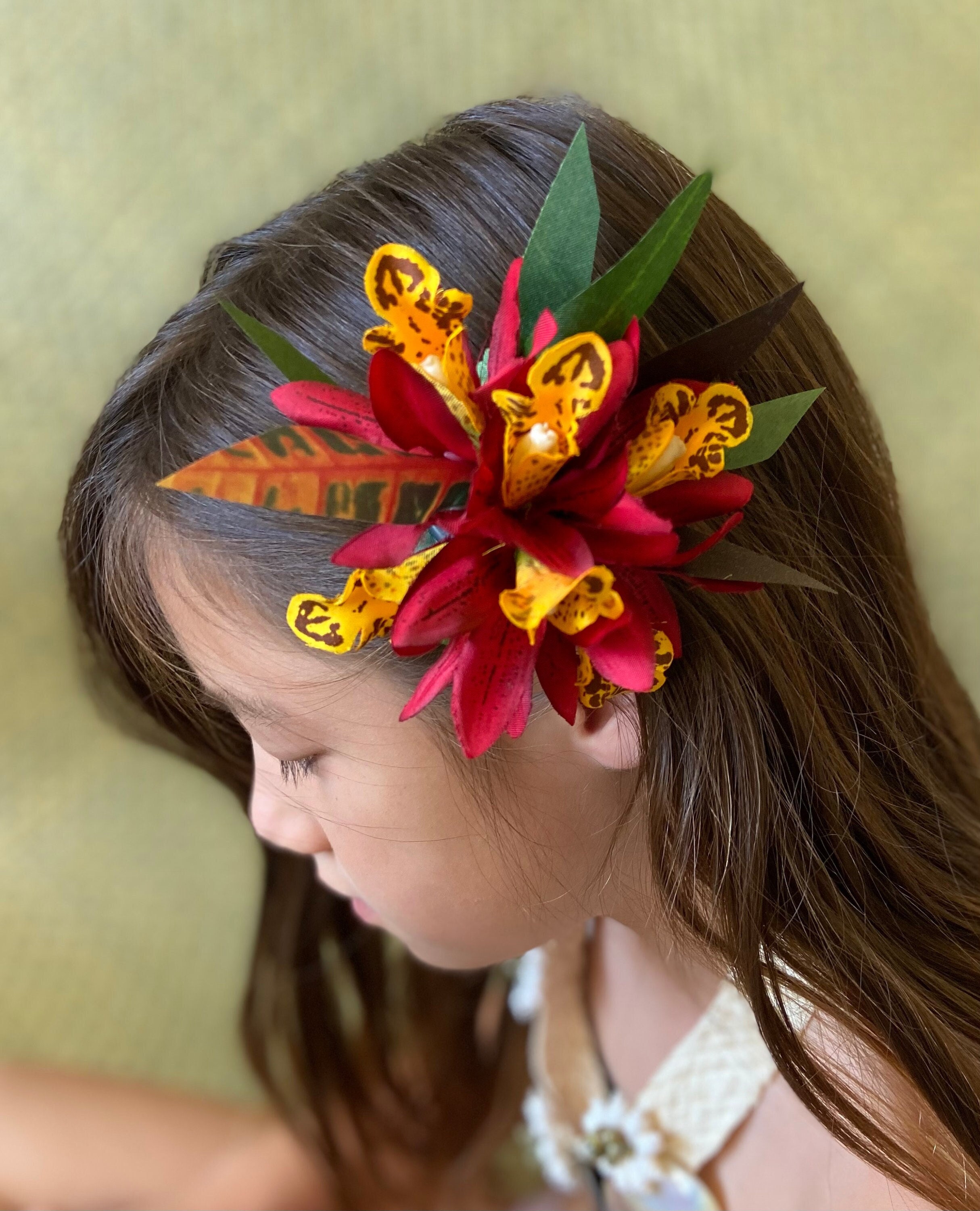 5 Hawaiianische Orchideen-Haarspangen Mit Krokodilclip – Buntes Set Für Strandparty & Urlaub