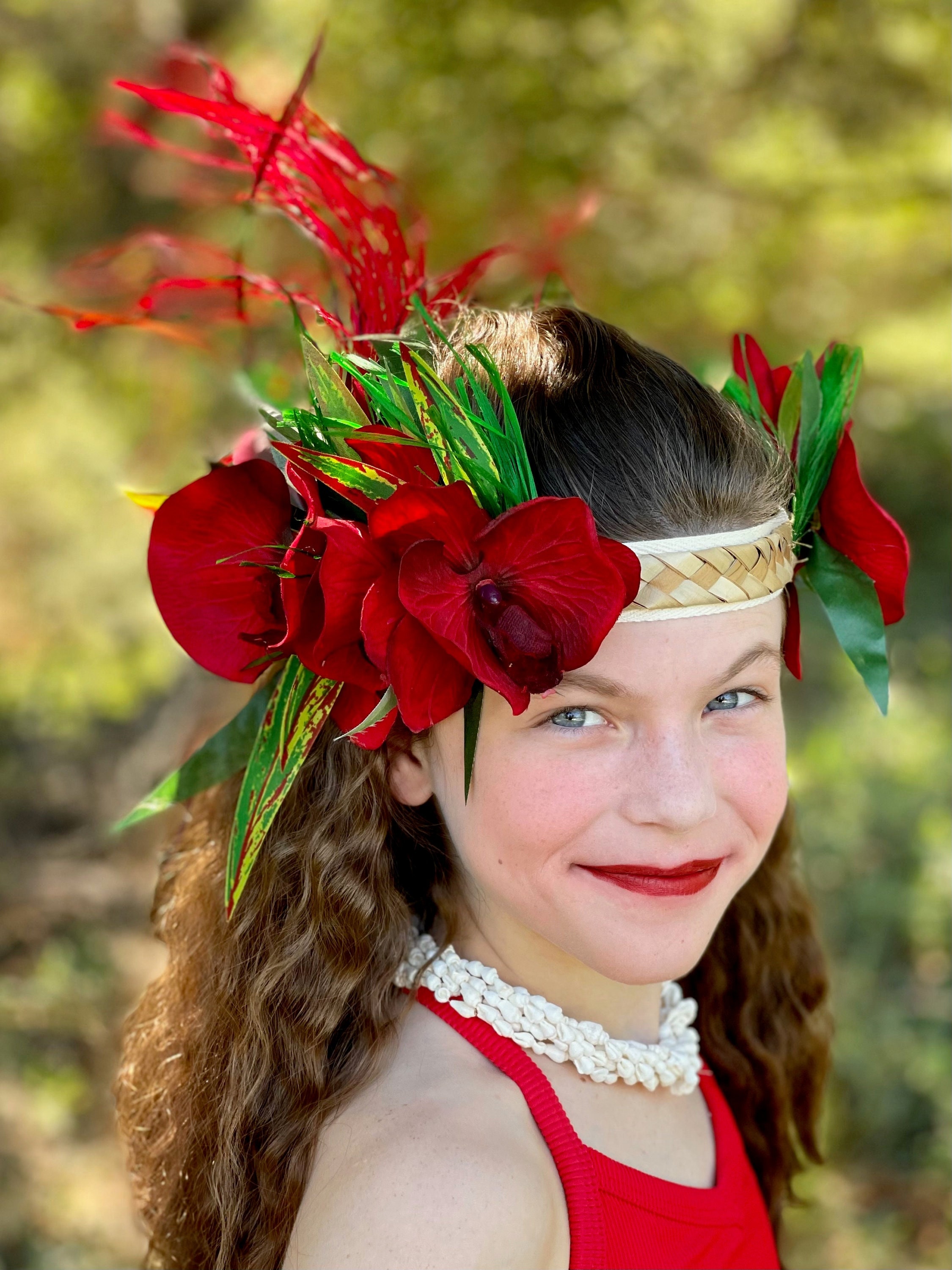 Summer Festival Headpiece, Flower Crown with Hibiscus Flowers For