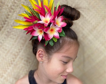 Royal Polynesian Plumeria Hair Clip Tahitian Headdress Costume for Aparima Ahuroa Hula Statement Piece Bridal Siva Samoa Tongan Fascinator