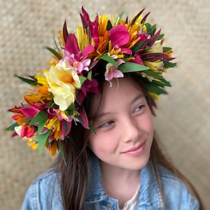Lei Po&#39;o Premium Hawaiian Flower Crown Wīlī Haku Lei Polynesian Hula Kahiko Ori Tahiti Dance Papale Hat Wrap Beach Wedding Photoshoot