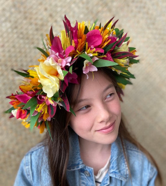 Lei Po'o Premium Corona de flores hawaianas Wīlī - Etsy México