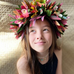 Lei Po'o Ohai Alii Premium Hawaiian Flower Crown Stunning Tropical Wedding Graduation Artificial Silk Ti Leaf Plumeria Croton image 4