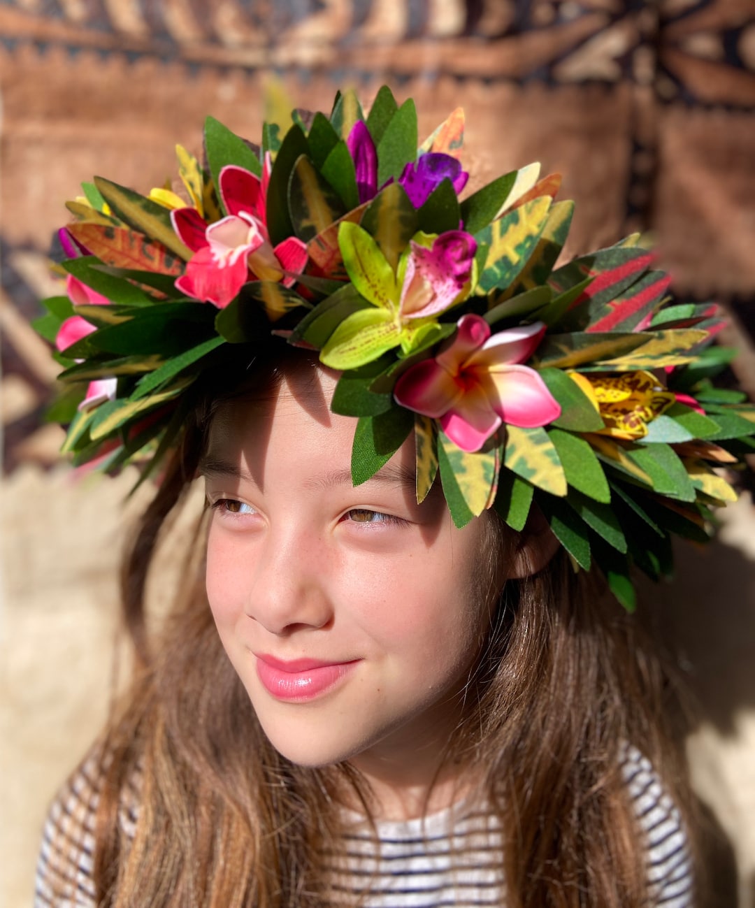Lei Po'o Pua Melia Premium Hawaiian Flower Crown Stunning Tropical