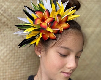Plumeria Hair Clip: Royal Polynesian Headdress, Tahitian Costume