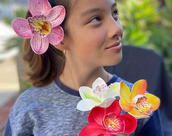 Giant Orchid Hair Pick, Tahitian Foam Flower, Hula Costume Accessory