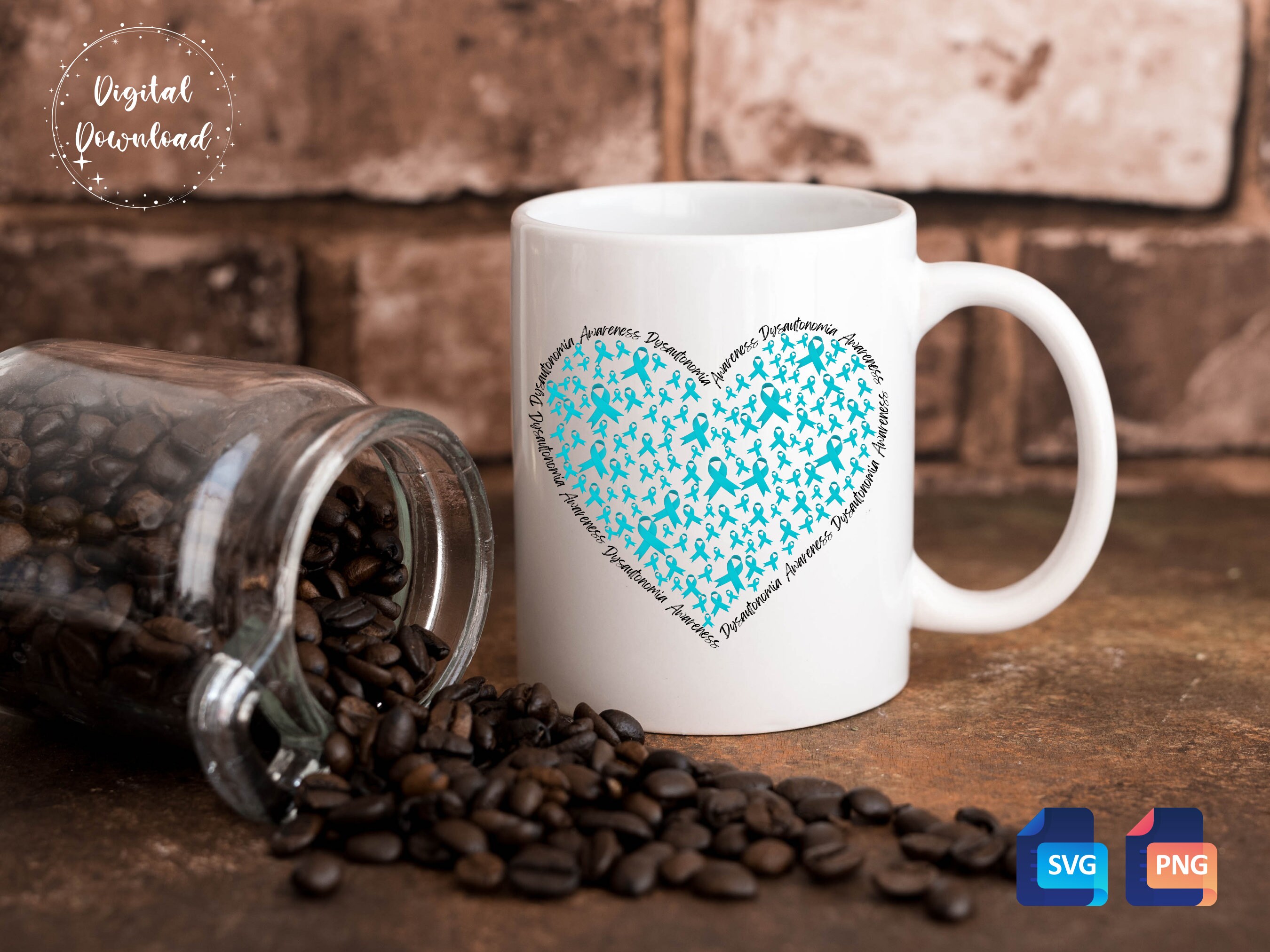 POTS Awareness Svg Png, Dysautonomia Awareness Heart Svg, POTS Svg