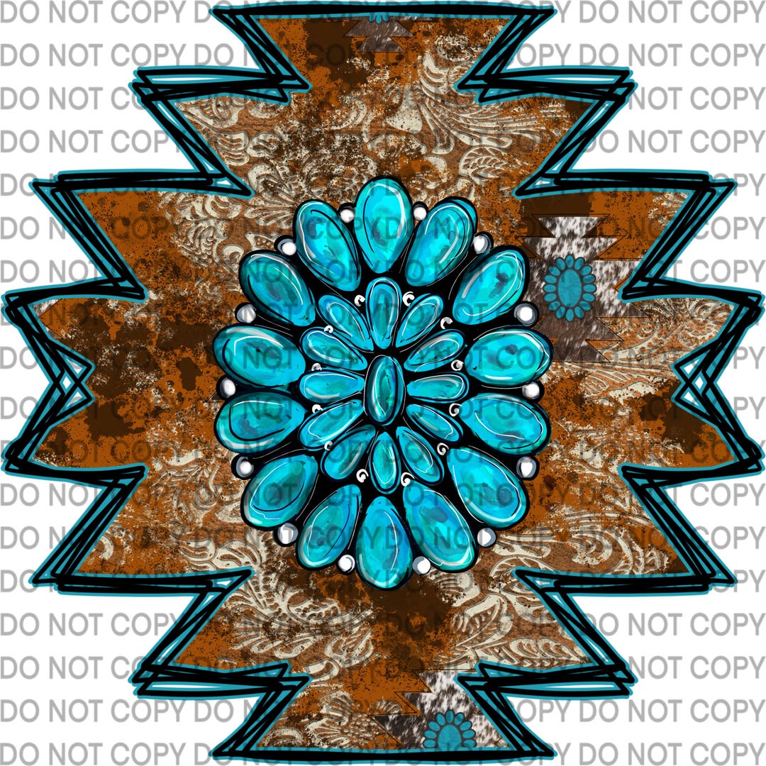 Aztec Western Turquoise Jewel PNG Digital Design Southwestern - Etsy