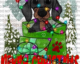 Merry Christmas Dachshund PNG
