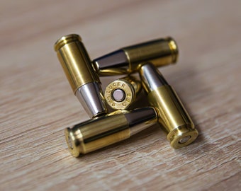 Patroonmagneten 9 mm Luger (5 stuks) met sterke magnetische platte kop dummykogel en dummy primer cap als neodymiummagneet