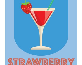 Strawberry Daiquiri Digital Download, Wall Decor, Printable Art