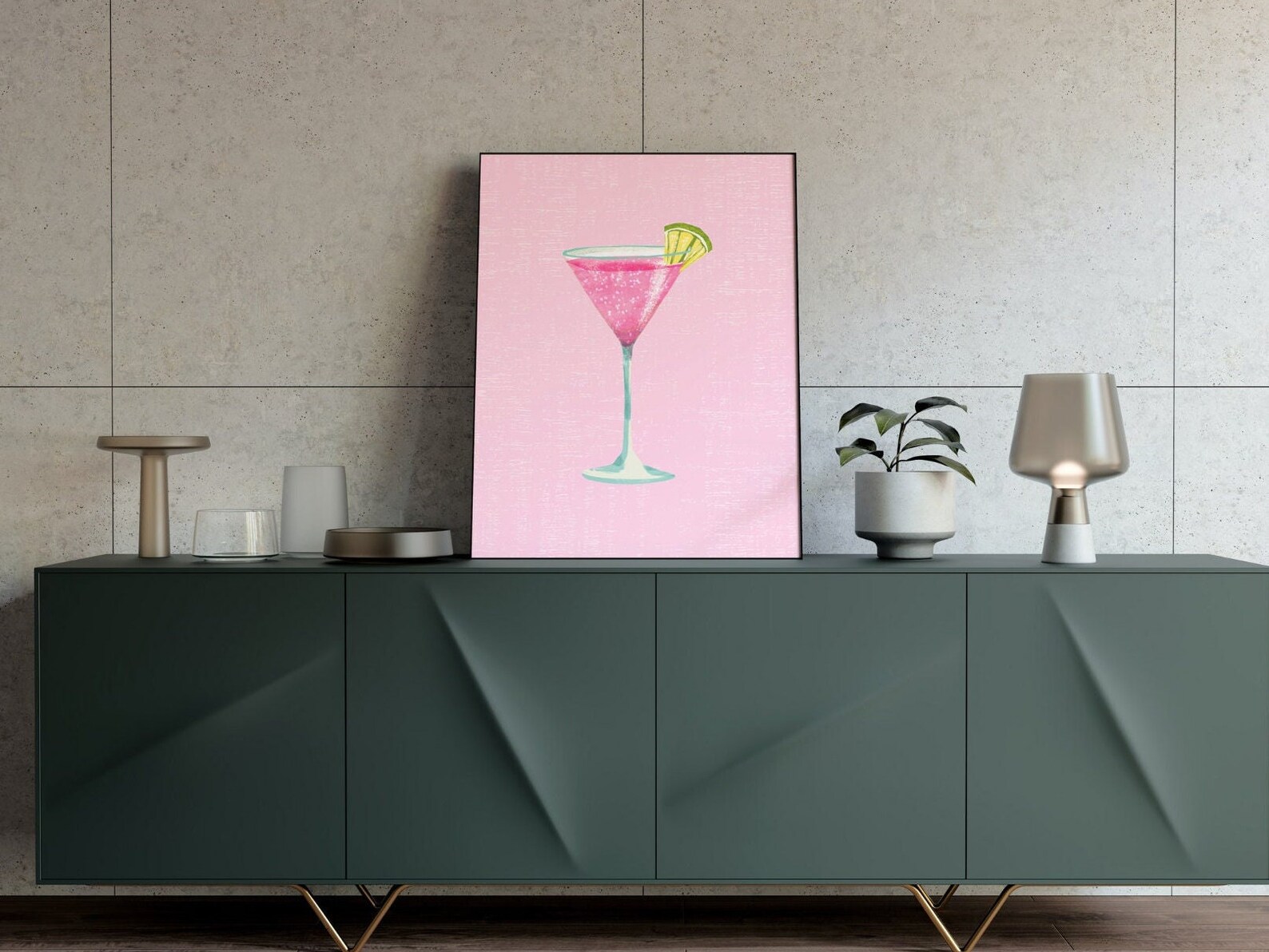 Whiskey, Cosmopolitan, Gin and Tonic, and Sidecar Drink Posters for