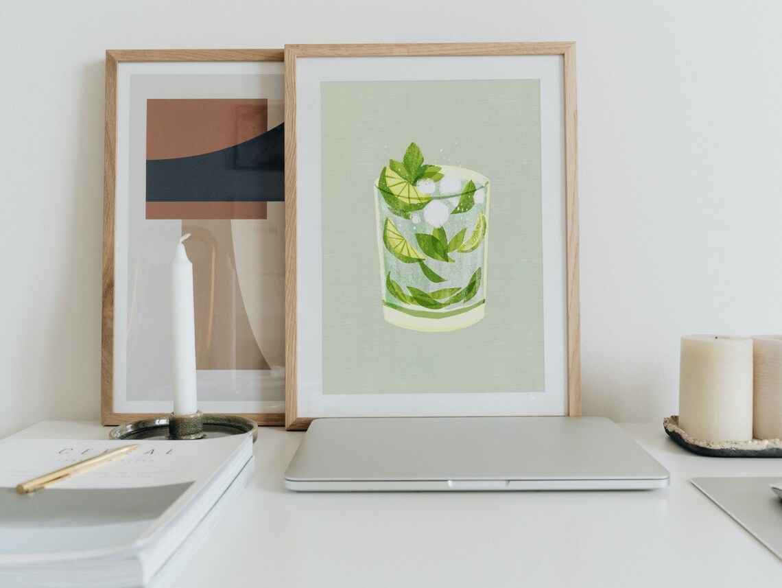 Whiskey, Cosmopolitan, Gin and Tonic, and Sidecar Drink Posters for