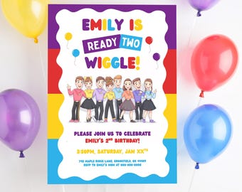 Prêt pour deux anniversaires sur le thème Wiggle (modifiable sur toile, 5 x 7, téléchargement numérique)