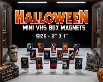 VHS Inspired Halloween Mini VHS Box Magnets - Complete Set!! (14)