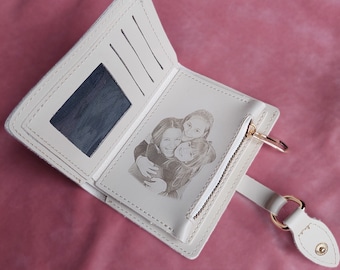 Photo Engraved Women's Wallet / Personalised Photo Purse / Women's Custom Ladies Wallet / Anniversary Gift for Wife