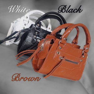 Große robuste Handtasche aus veganem Leder / Stilvolle klassische Damentasche / Benutzerdefinierte Mode-Tasche / Ledertasche mit langen Griffen