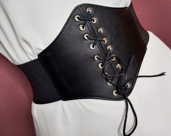 Gothic Style Corset Belt / Elastic Laced Up Corset Belt / Customized Corset Belt Goth Pirate Underbust / Women Dress Belt